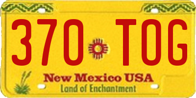 NM license plate 370TOG
