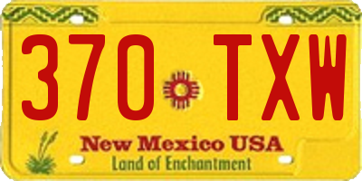 NM license plate 370TXW