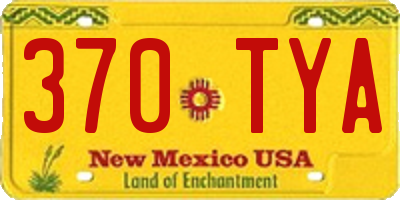 NM license plate 370TYA