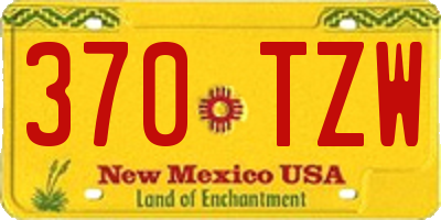 NM license plate 370TZW