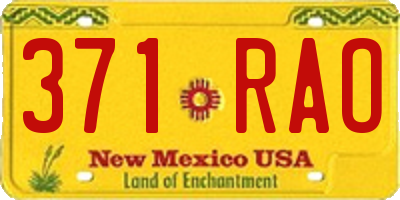 NM license plate 371RAO