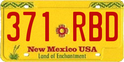NM license plate 371RBD