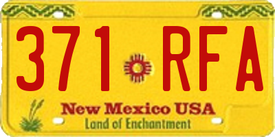 NM license plate 371RFA