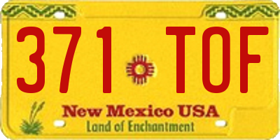 NM license plate 371TOF