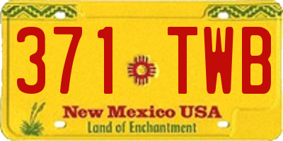 NM license plate 371TWB