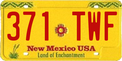 NM license plate 371TWF