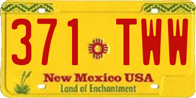 NM license plate 371TWW