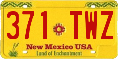 NM license plate 371TWZ