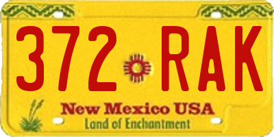 NM license plate 372RAK