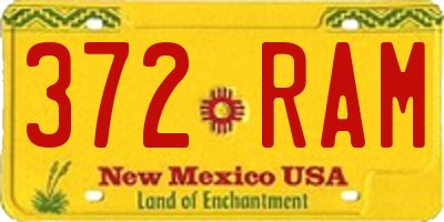 NM license plate 372RAM