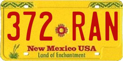 NM license plate 372RAN