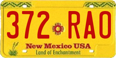 NM license plate 372RAO