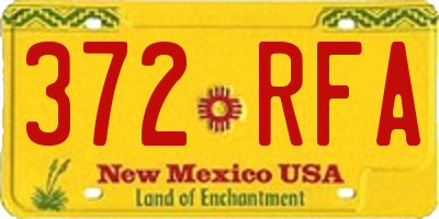 NM license plate 372RFA
