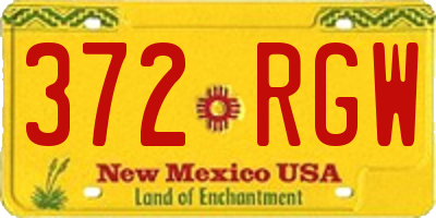 NM license plate 372RGW
