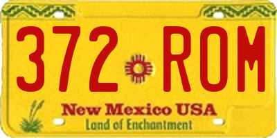 NM license plate 372ROM