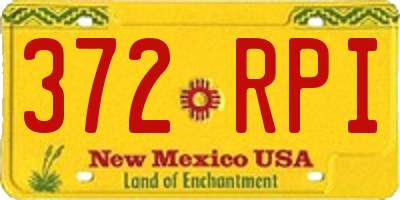 NM license plate 372RPI