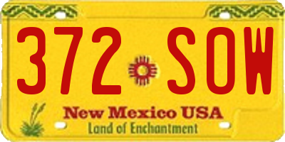 NM license plate 372SOW