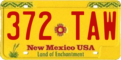 NM license plate 372TAW