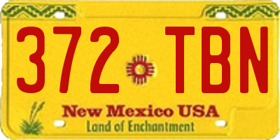 NM license plate 372TBN
