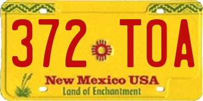 NM license plate 372TOA