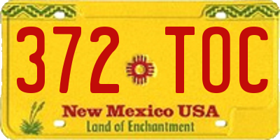 NM license plate 372TOC