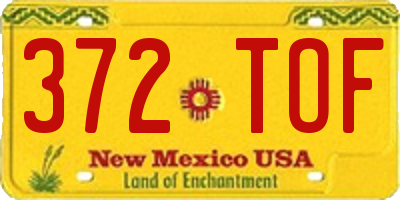NM license plate 372TOF