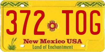 NM license plate 372TOG