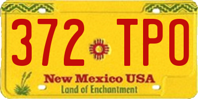 NM license plate 372TPO