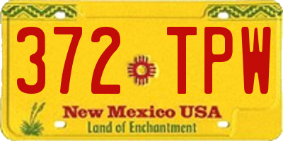 NM license plate 372TPW