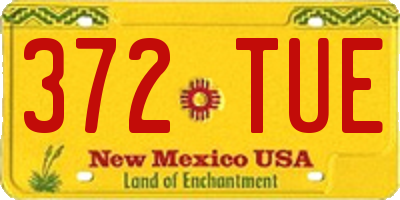 NM license plate 372TUE