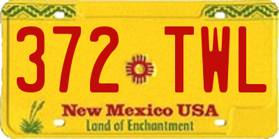 NM license plate 372TWL