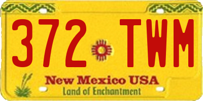 NM license plate 372TWM
