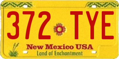 NM license plate 372TYE
