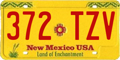 NM license plate 372TZV