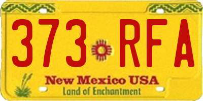 NM license plate 373RFA