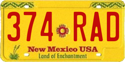 NM license plate 374RAD