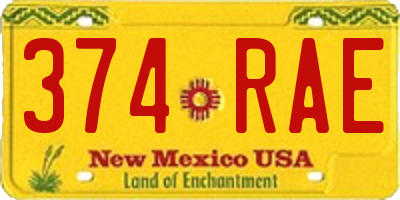 NM license plate 374RAE