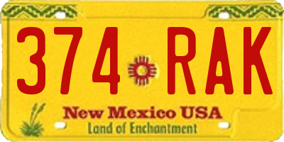 NM license plate 374RAK
