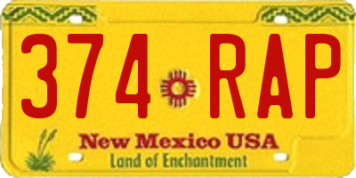 NM license plate 374RAP