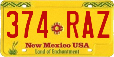 NM license plate 374RAZ