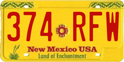 NM license plate 374RFW