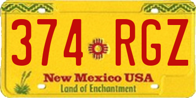 NM license plate 374RGZ