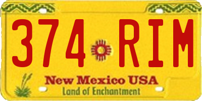 NM license plate 374RIM