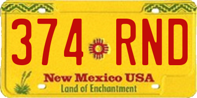 NM license plate 374RND