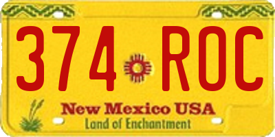 NM license plate 374ROC