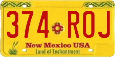 NM license plate 374ROJ
