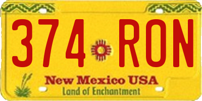 NM license plate 374RON