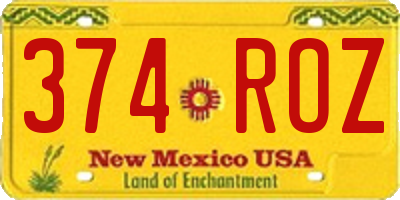 NM license plate 374ROZ