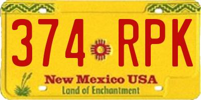 NM license plate 374RPK