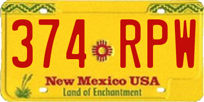 NM license plate 374RPW